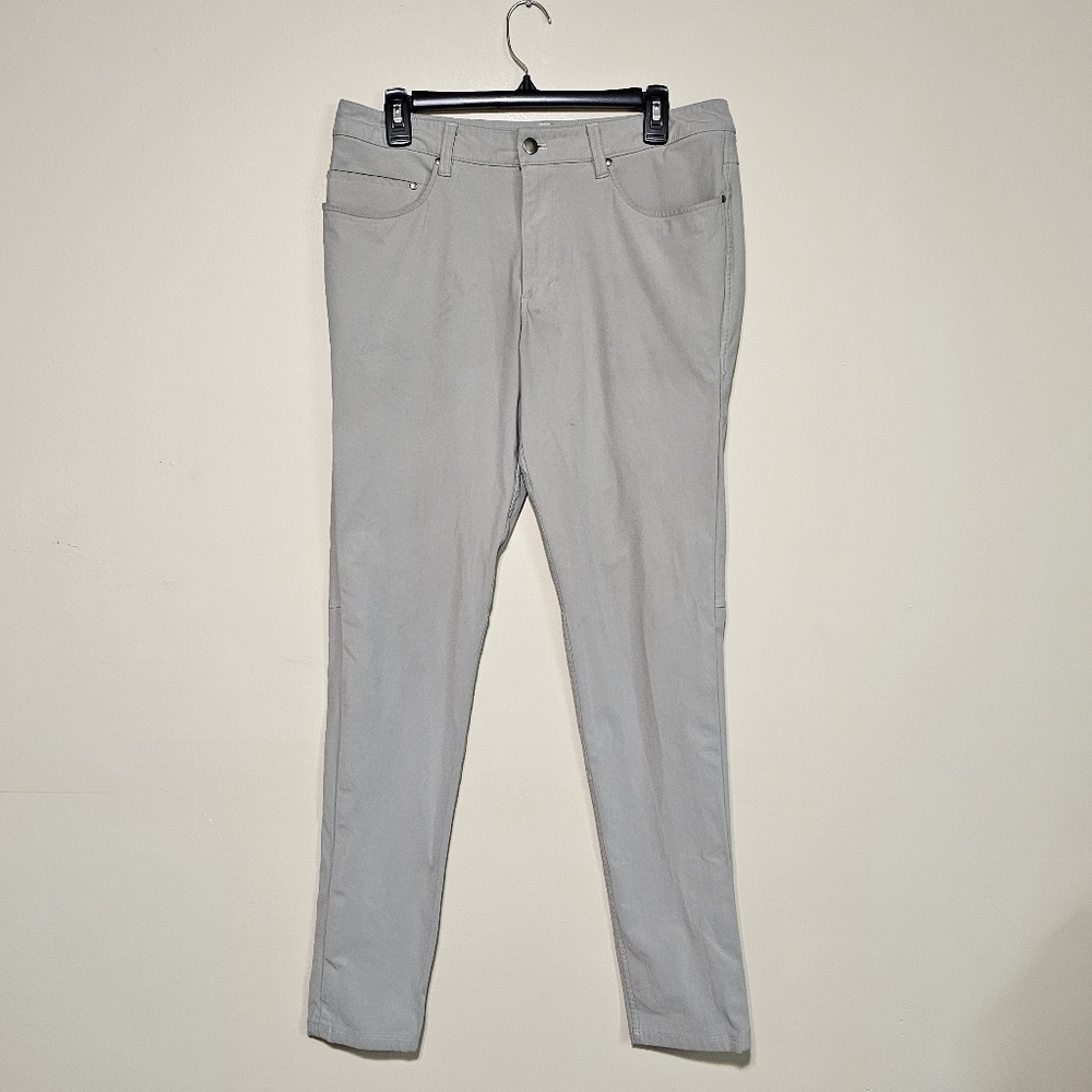 Lululemon ABC Slim Fit Pants Light Gray Men's 5 Pocket Pant Warpstreme Size 32